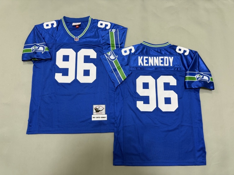 Men 2025 Seattle Seahawks #96 Kennedy blue Throwback Limited NFL Jersey style 001->cincinnati bengals->NFL Jersey
